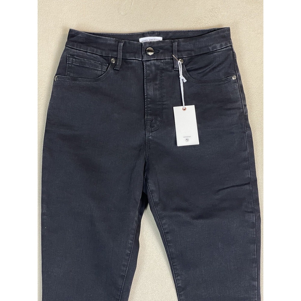 Good American Jeans Womens 6/28 Good Waist Skinny Black Side Slit NEW - Picture 2 of 13